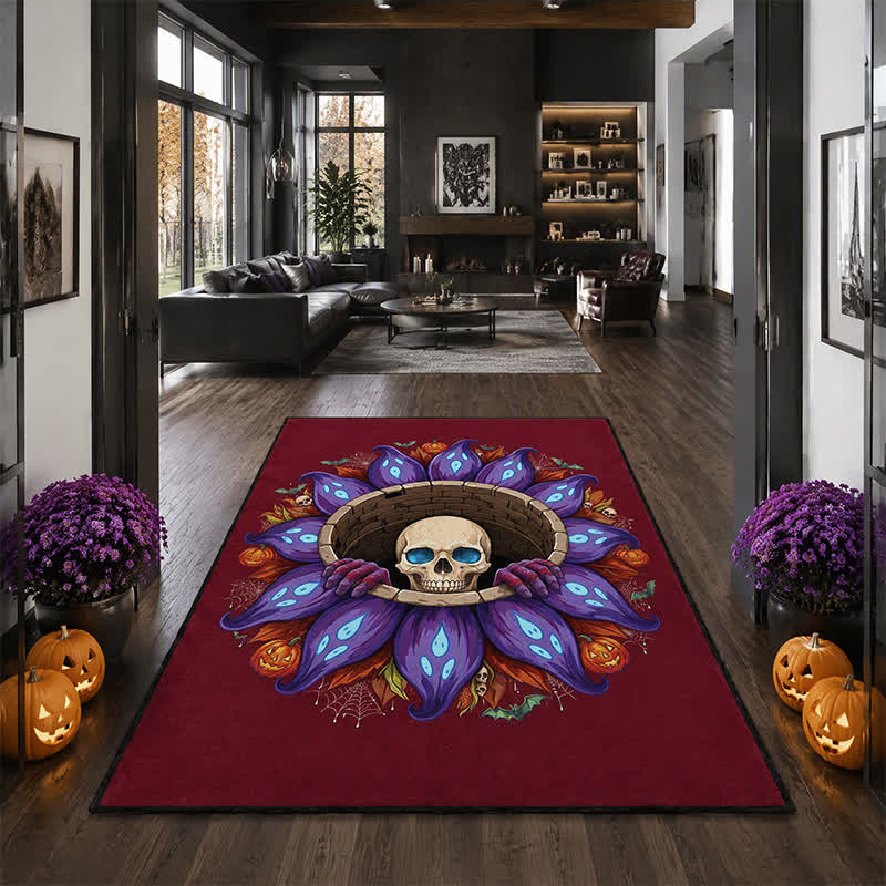 Gothic-Totenkopf-Teppich für Halloween, rutschfest - image 2