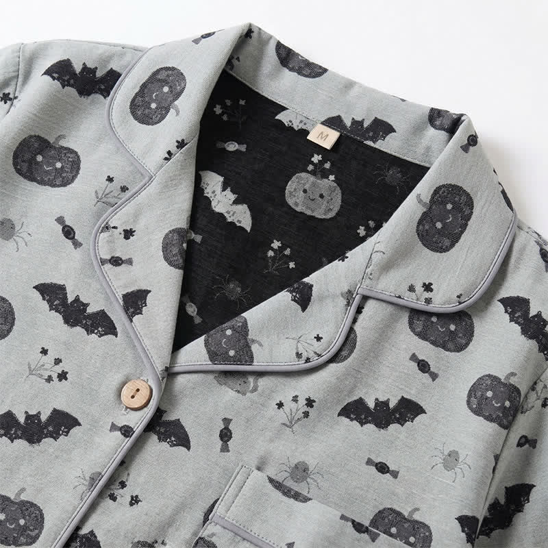 Halloween Kürbis Fledermaus Baumwollgaze Loungewear-Set - image 8