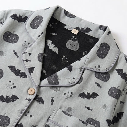 Halloween Kürbis Fledermaus Baumwollgaze Loungewear-Set - image 8
