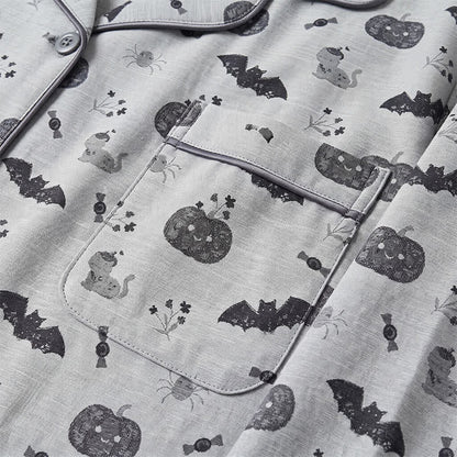 Halloween Kürbis Fledermaus Baumwollgaze Loungewear-Set - image 9