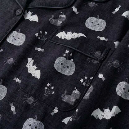 Halloween Kürbis Fledermaus Baumwollgaze Loungewear-Set - image 4