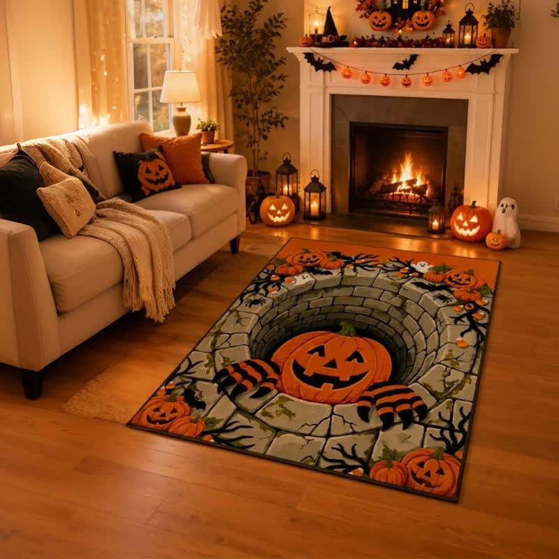 3D Halloween Kürbis Optische Täuschung Teppich - image 3
