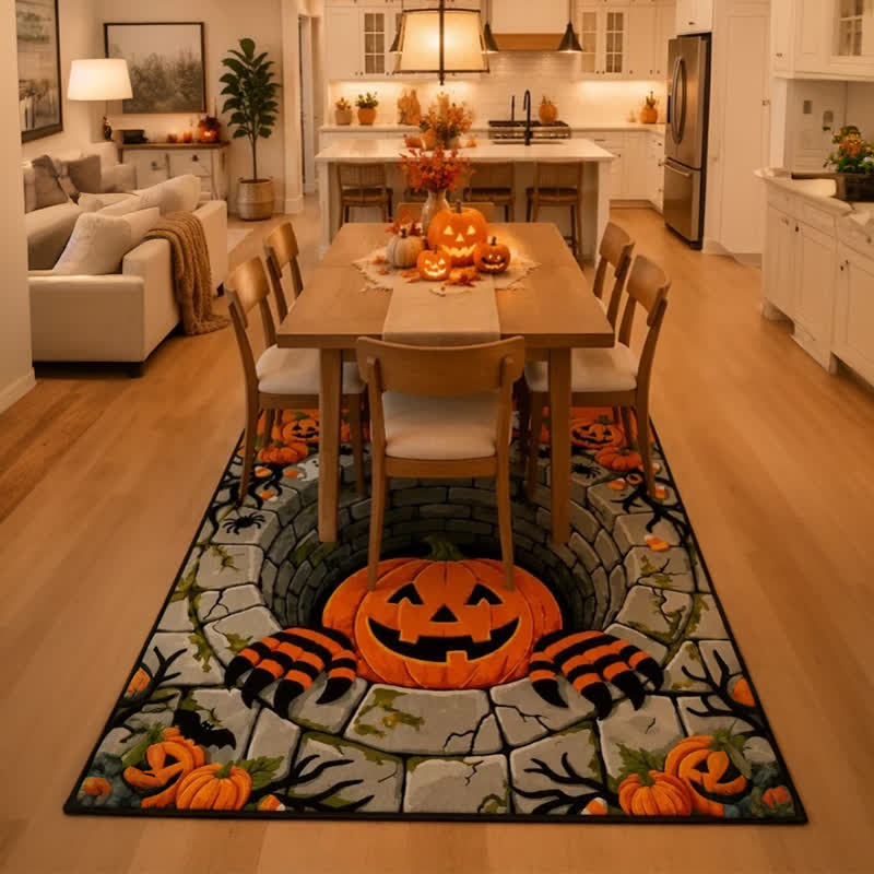 3D Halloween Kürbis Optische Täuschung Teppich - image 4