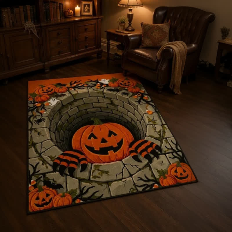 3D Halloween Kürbis Optische Täuschung Teppich - image 2