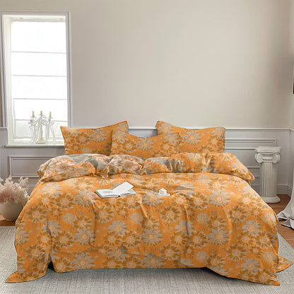 Vintage Sonnenblumen-Orange Baumwoll-Bettwäsche-Set - image 5