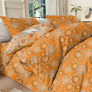 Vintage Sonnenblumen-Orange Baumwoll-Bettwäsche-Set - Orange - 50cm x 50cm x 37" - 2 Kissenbezüge - image 0