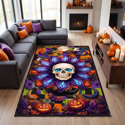 Halloween-Teppich mit gotischem Totenkopf-Mandala-Motiv, rutschfest - image 3