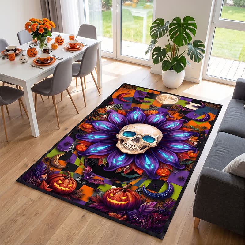 Halloween-Teppich mit gotischem Totenkopf-Mandala-Motiv, rutschfest - image 4