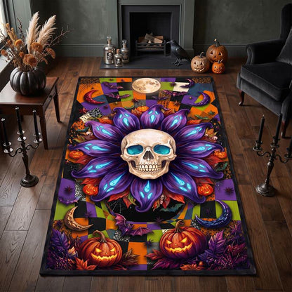 Halloween-Teppich mit gotischem Totenkopf-Mandala-Motiv, rutschfest - image 1