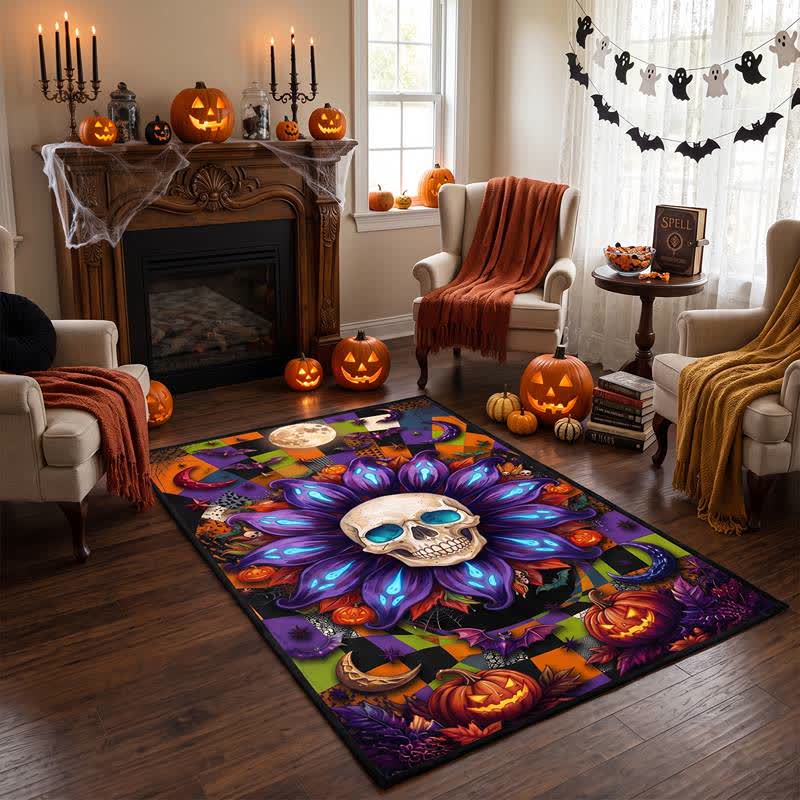 Halloween-Teppich mit gotischem Totenkopf-Mandala-Motiv, rutschfest - image 2