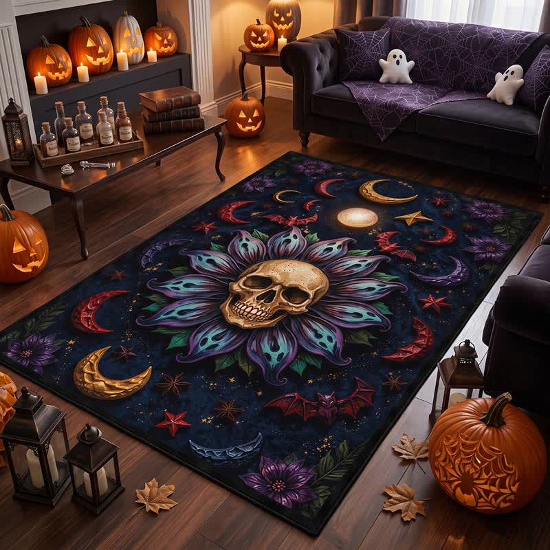 Himmlischer gotischer Totenkopf-Mandala-Teppich - 95" x 119" - image 0