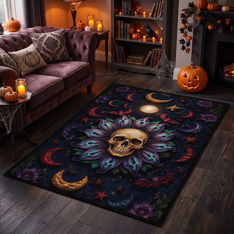 Himmlischer gotischer Totenkopf-Mandala-Teppich - image 1