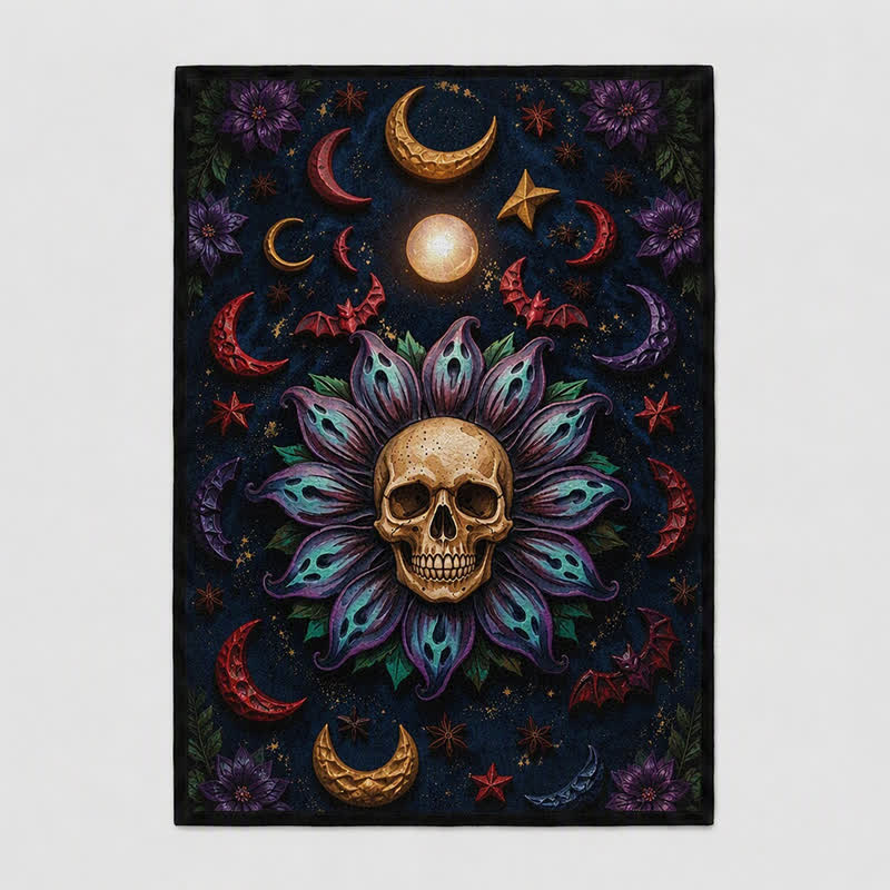 Himmlischer gotischer Totenkopf-Mandala-Teppich - image 4