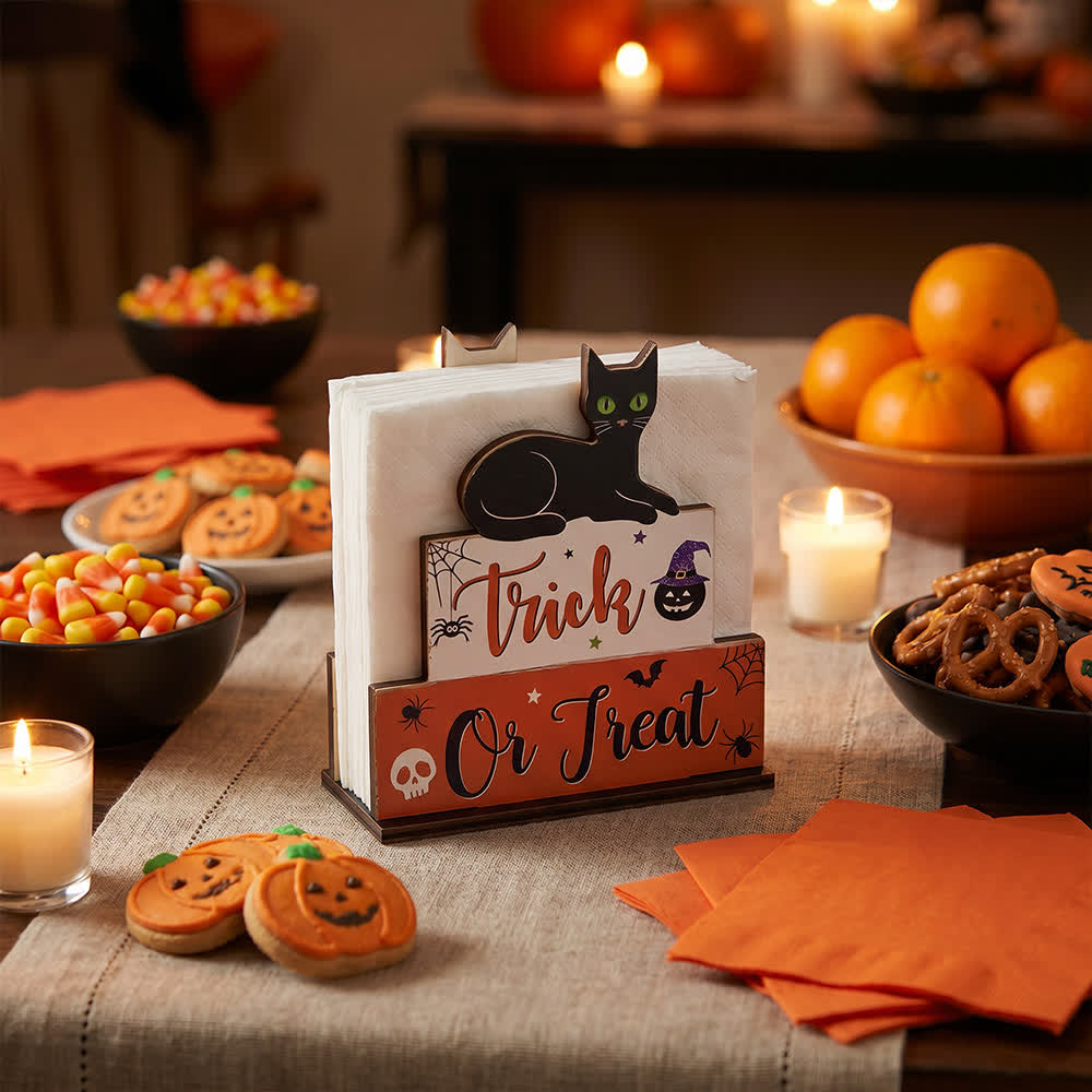 Gruseliger Serviettenhalter aus Holz für Halloween - image 0