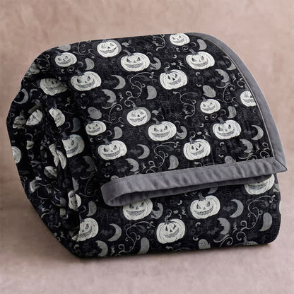 Wende-Baumwolldecke mit Halloween-Kürbis und -Geist - Schwarz - Decke - 98" x 94" - image 0
