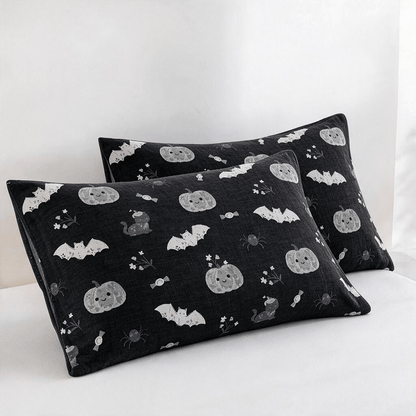 Niedliche Halloween-Kürbis-Fledermaus-Wendedecke aus Baumwolle - Schwarz - 2 Kissenbezüge - 51cm x 91cm - image 4