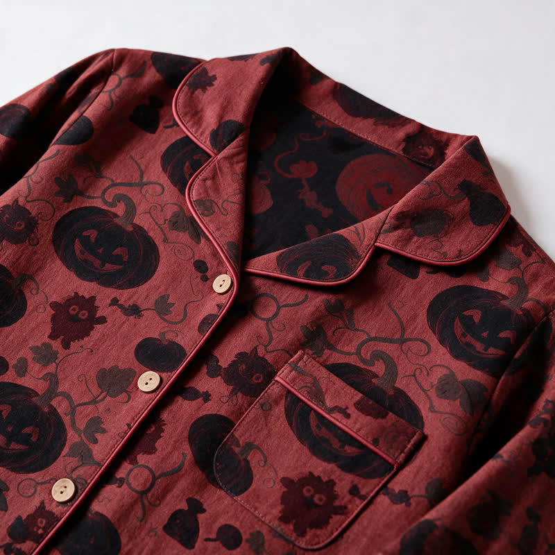 Rotes Kürbismonster-Baumwoll-Loungewear-Set - image 3