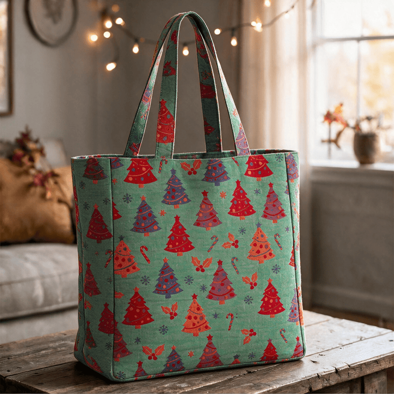 Weihnachtsbaum-Baumwolltasche Schultertasche - Grün - 14,2 Zoll (B) × 15,4 Zoll (H) × 4,1 Zoll (T) - image 4