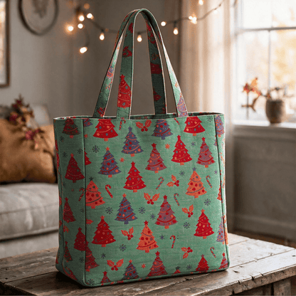 Weihnachtsbaum-Baumwolltasche Schultertasche - Grün - 14,2 Zoll (B) × 15,4 Zoll (H) × 4,1 Zoll (T) - image 4