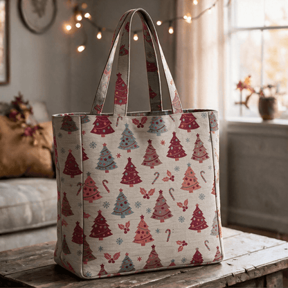Weihnachtsbaum-Baumwolltasche Schultertasche - Beige - 14,2 Zoll (B) × 15,4 Zoll (H) × 4,1 Zoll (T) - image 13