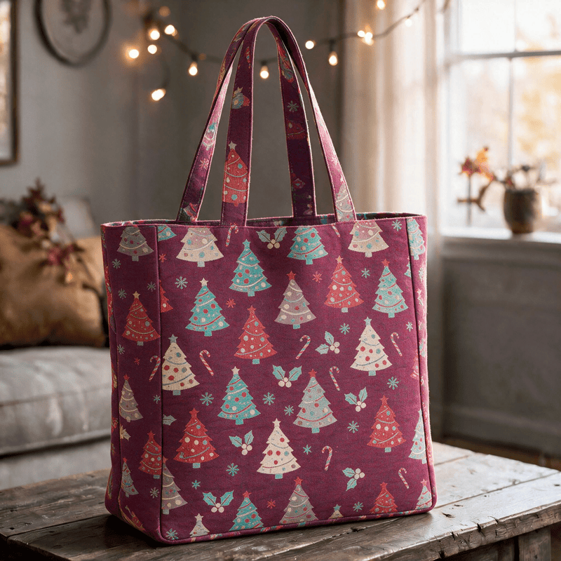 Weihnachtsbaum-Baumwolltasche Schultertasche - Lila - 14,2 Zoll (B) × 15,4 Zoll (H) × 4,1 Zoll (T) - image 8