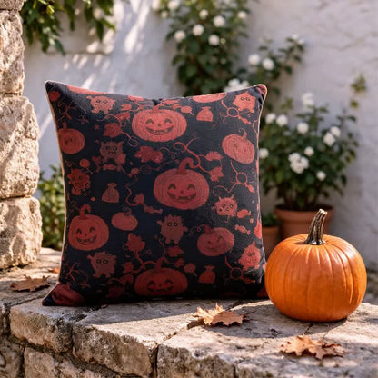 Mehrfarbiges Halloween-Kürbis- und Monster-Baumwollkissen - image 5