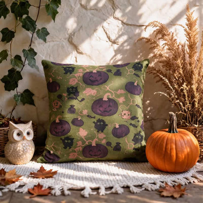 Mehrfarbiges Halloween-Kürbis- und Monster-Baumwollkissen - image 14