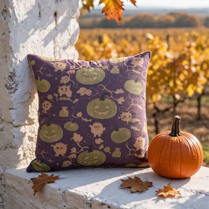 Mehrfarbiges Halloween-Kürbis- und Monster-Baumwollkissen - image 9