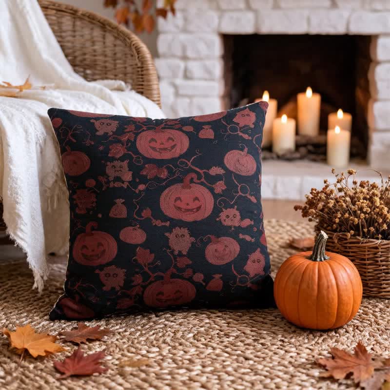 Mehrfarbiges Halloween-Kürbis- und Monster-Baumwollkissen - image 7