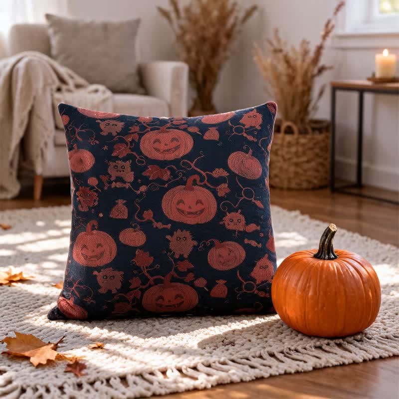Mehrfarbiges Halloween-Kürbis- und Monster-Baumwollkissen - image 6
