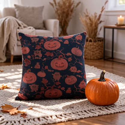 Mehrfarbiges Halloween-Kürbis- und Monster-Baumwollkissen - image 6