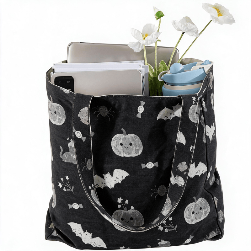 Halloween Kürbis Katze Baumwolltasche Schultertasche - image 1
