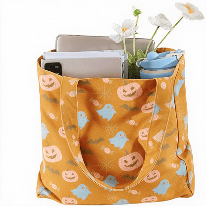 Mehrfarbige Halloween-Geister-Baumwolltasche - image 1