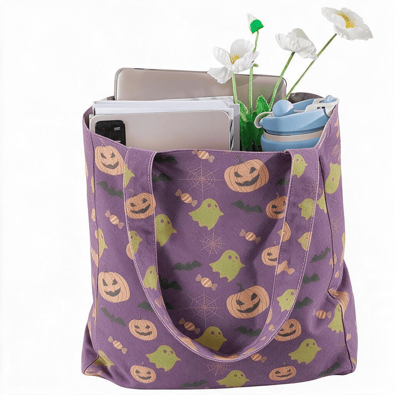 Mehrfarbige Halloween-Geister-Baumwolltasche - image 19