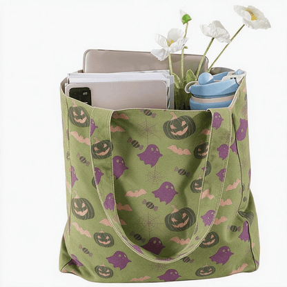 Mehrfarbige Halloween-Geister-Baumwolltasche - image 22