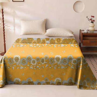 Wendbare Tagesdecke aus Baumwollgaze mit Sonnenblumen- und Schmetterlingsmotiven - Tagesdecke - König - image 0