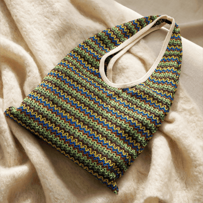 Grüne Schultertasche mit Wellenstreifen - Grün - 15 Zoll breit x 12 Zoll hoch - image 0