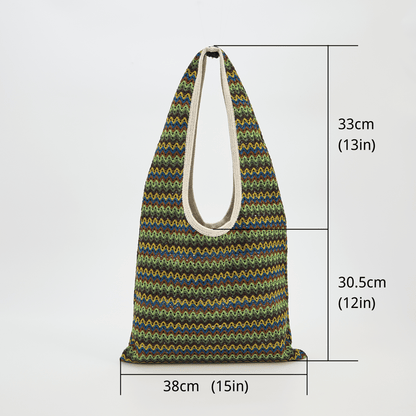 Grüne Schultertasche mit Wellenstreifen - image 2