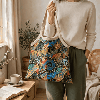 Boho-Blumen-Tragetasche Schultertasche - 16 Zoll breit x 15 Zoll hoch - image 0