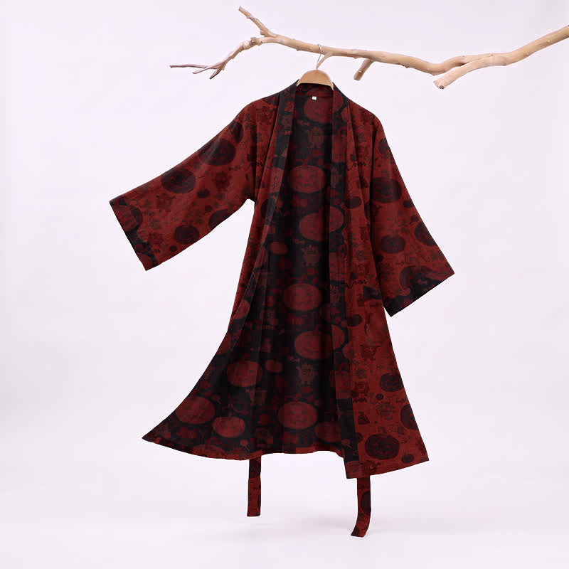 Rot-schwarzer Halloween-Monster-Baumwollkimono - Rot - XXL - image 0