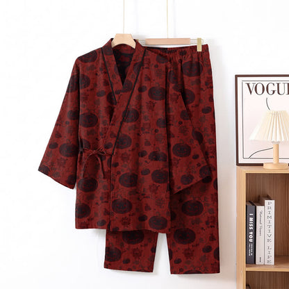 Halloween-Kürbis-Baumwollkimono-Pyjama-Set - Rot - XL - image 1
