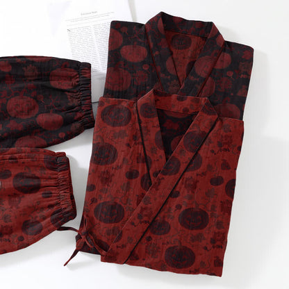Halloween-Kürbis-Baumwollkimono-Pyjama-Set - image 5