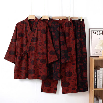Halloween-Kürbis-Baumwollkimono-Pyjama-Set - image 0