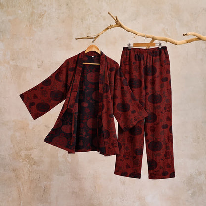 Halloween-Kürbis-Baumwollkimono-Pyjama-Set - image 4