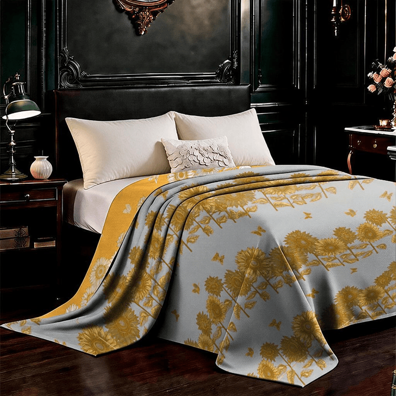 Wendbare Tagesdecke aus Baumwollgaze mit Sonnenblumen- und Schmetterlingsmotiven - image 5