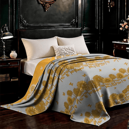 Wendbare Tagesdecke aus Baumwollgaze mit Sonnenblumen- und Schmetterlingsmotiven - image 5