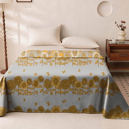 Wendbare Tagesdecke aus Baumwollgaze mit Sonnenblumen- und Schmetterlingsmotiven - image 3
