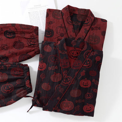 Halloween-Kürbis-Süßigkeiten-Baumwollkimono-Pyjama-Set - image 11