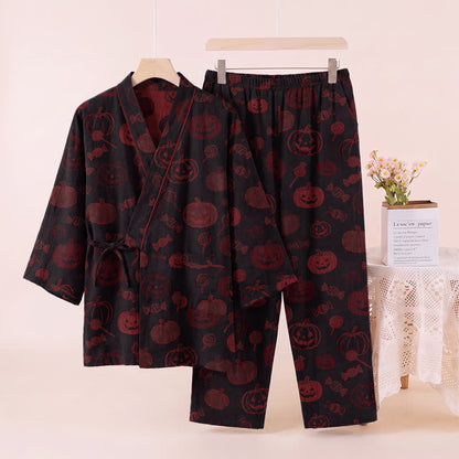 Halloween-Kürbis-Süßigkeiten-Baumwollkimono-Pyjama-Set - image 8