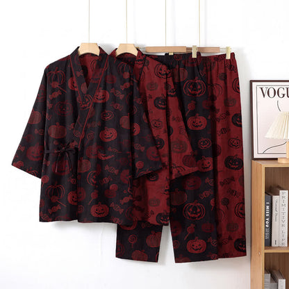 Halloween-Kürbis-Süßigkeiten-Baumwollkimono-Pyjama-Set - image 7